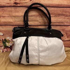 Nine & Company Black White Shoulder Bag Large Everyday Handbag Tote